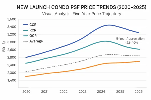 NEW LAUNCH CONDO PSF PRICE TRENDS (2020-2025)